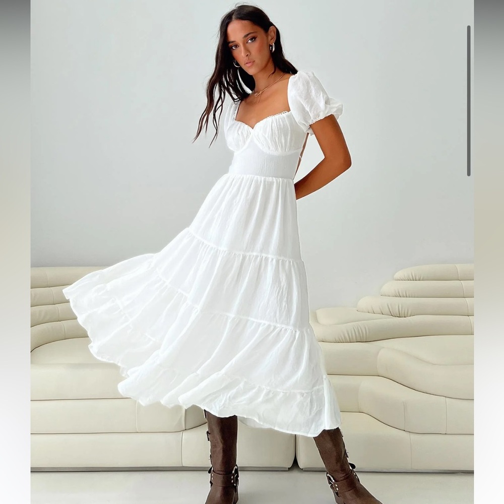 Princess Polly Danny midi white Tiered backless Dress